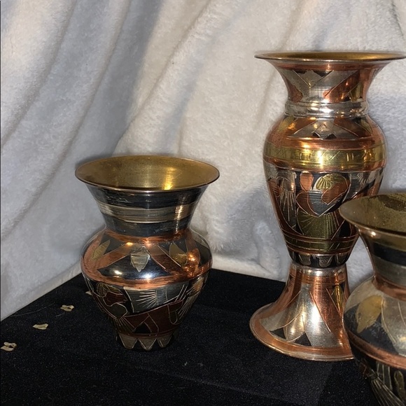 Modern Made Middle Eastern Mixed Metal Vases (4) - Picture 5 of 14